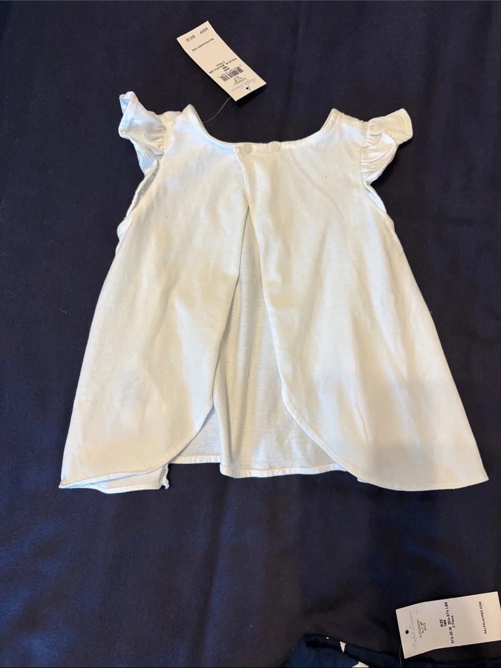 Ralph Lauren White Ruffle Sleeve Top with Navy Star Shorts